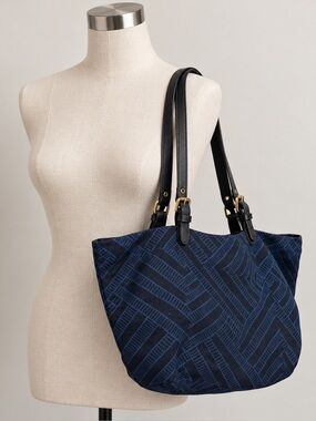 PRANA Organic Cotton Canvas Blue Slouch Tote Bag